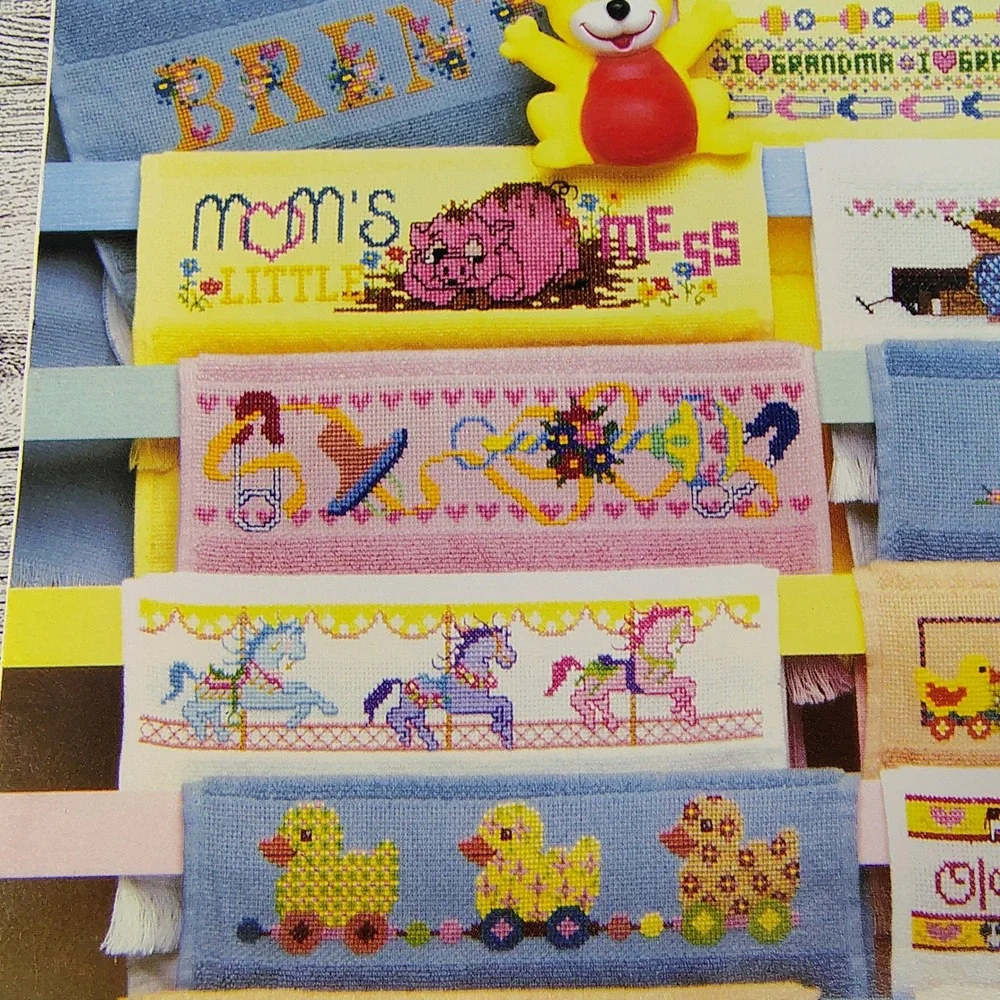 Cross Stitch Designs‎ for Baby Bibs Sam Hawkins ASN 3511 1988 Pattern Booklet